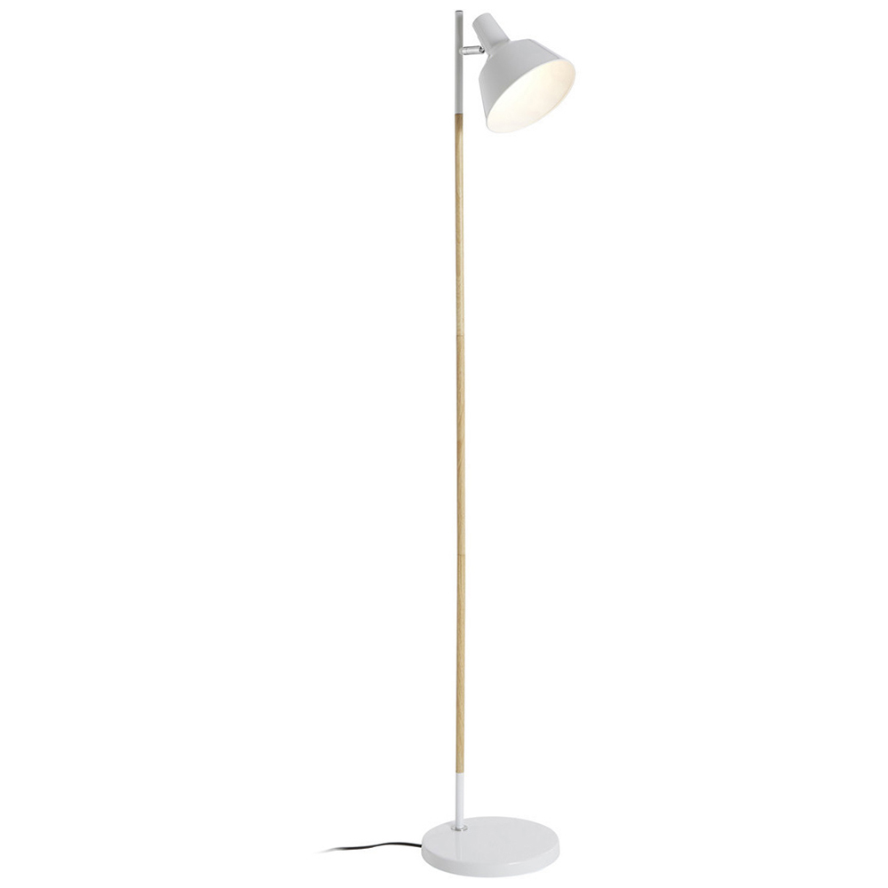 Premier Housewares White Wood and Metal Floor Lamp Image 3
