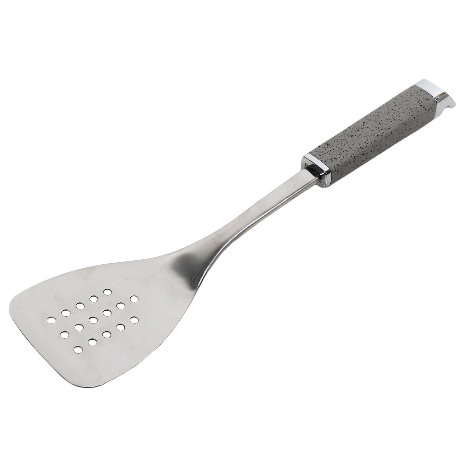 Stainless Steel Slotted Turner with Soft Touch Handle - Grey Image 1
