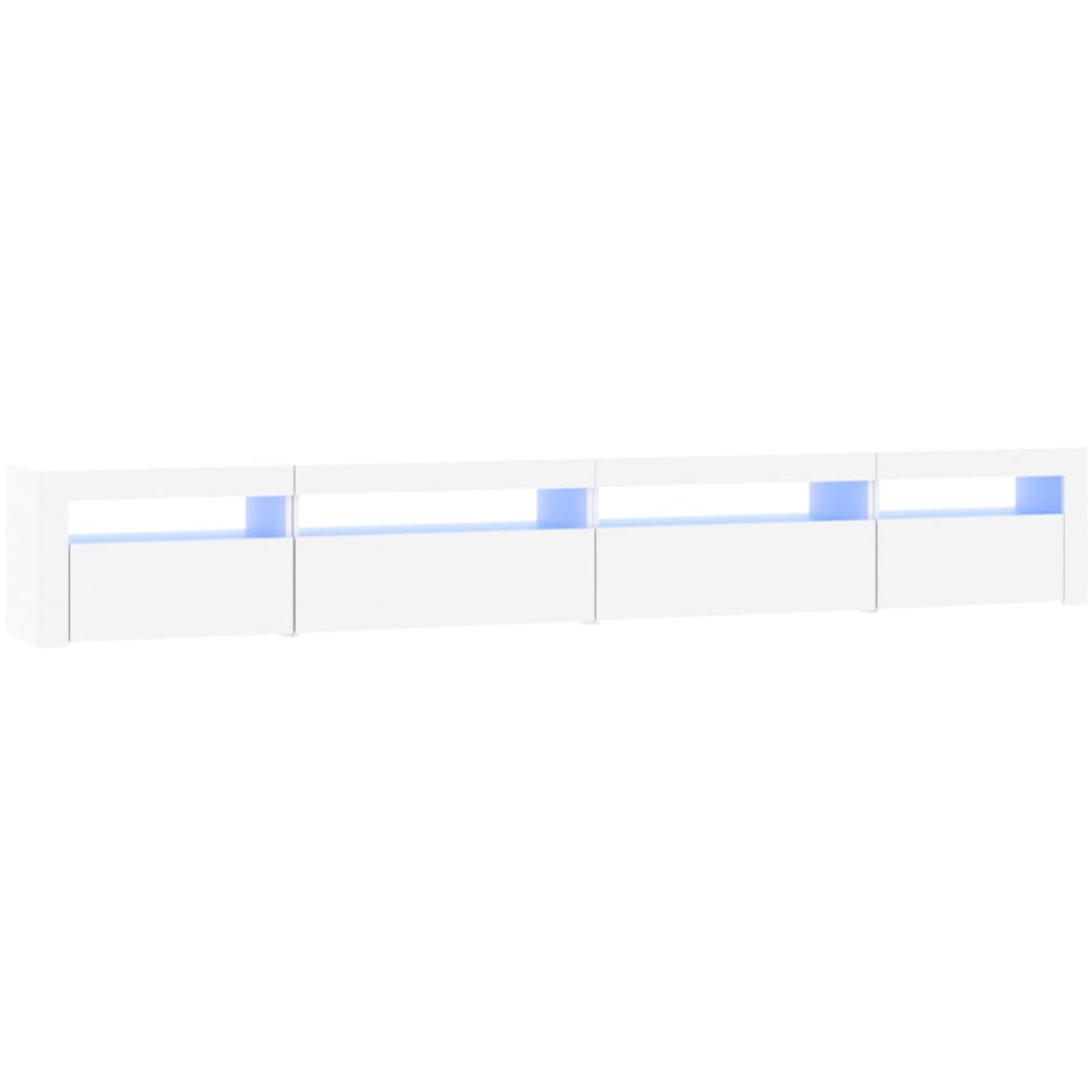 vidaXL 4 Door 4 Shelf White Wooden TV Cabinet with LED 3 Piece Image 2