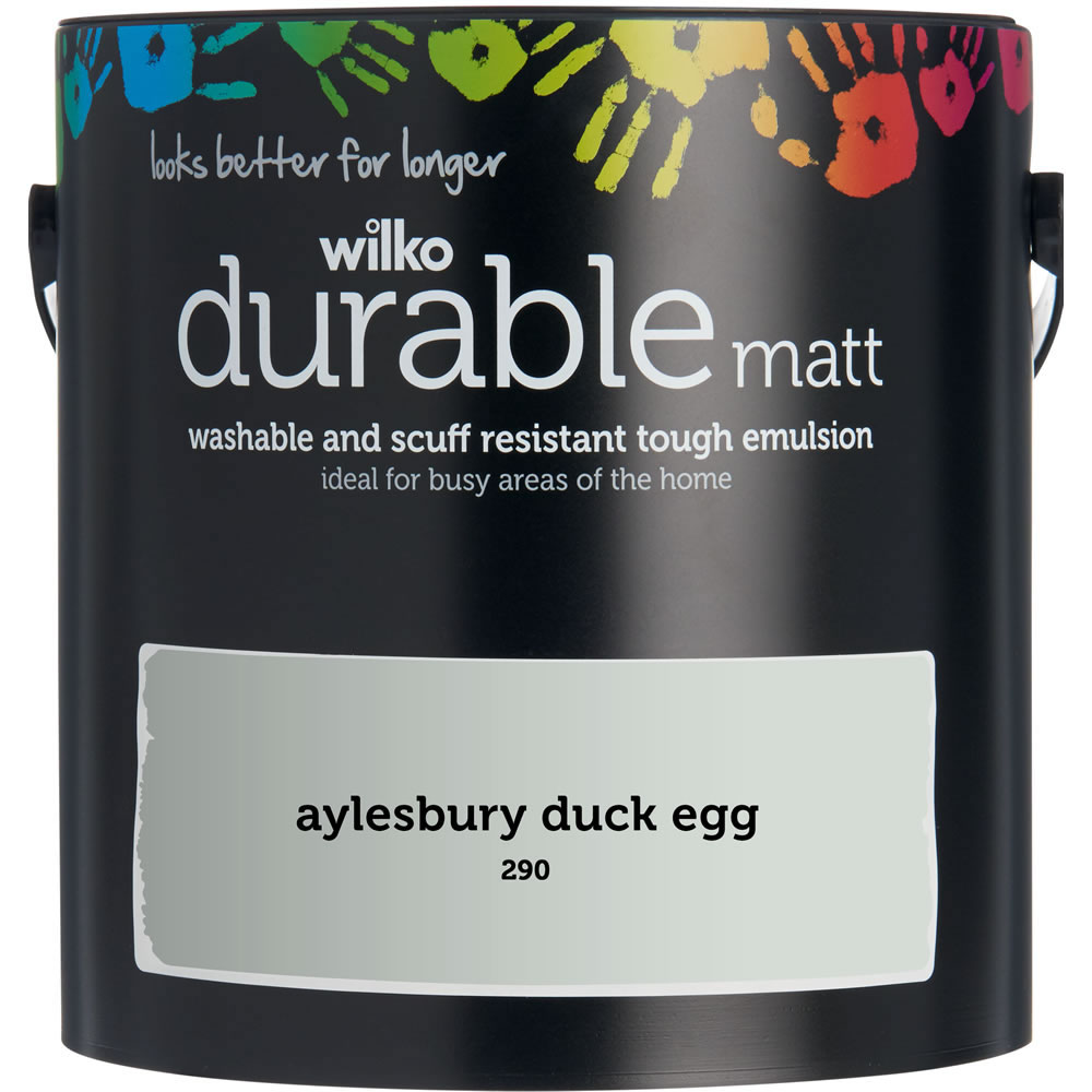 Wilko Durable Matt Emulsion Paint Aylesbury Duck Egg 2.5L Image 1