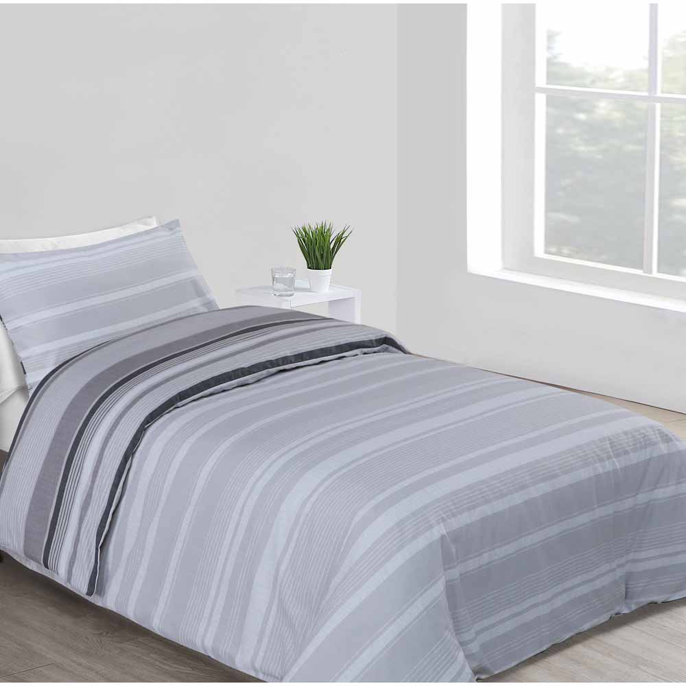Wilko Grey Stripe Duvet Set Single Wilko