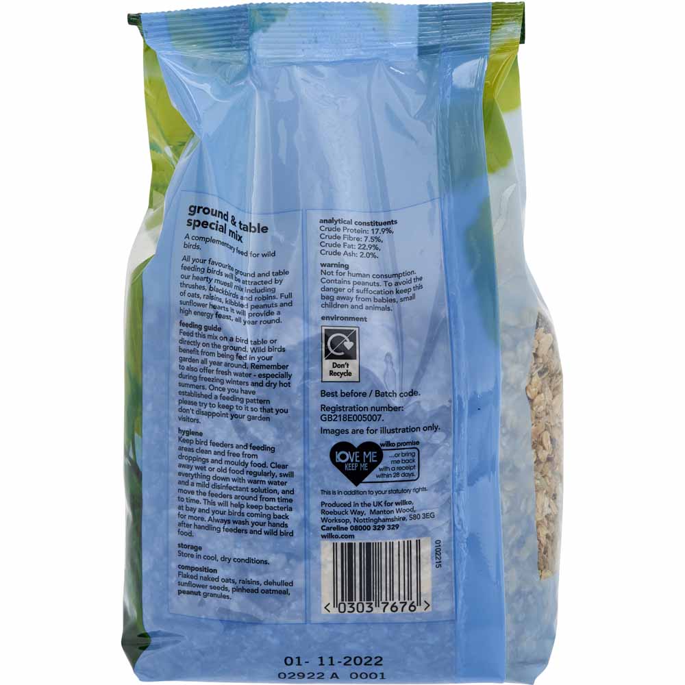 Wilko Ground and Table Special Mix Bird Feed 900g Image 3