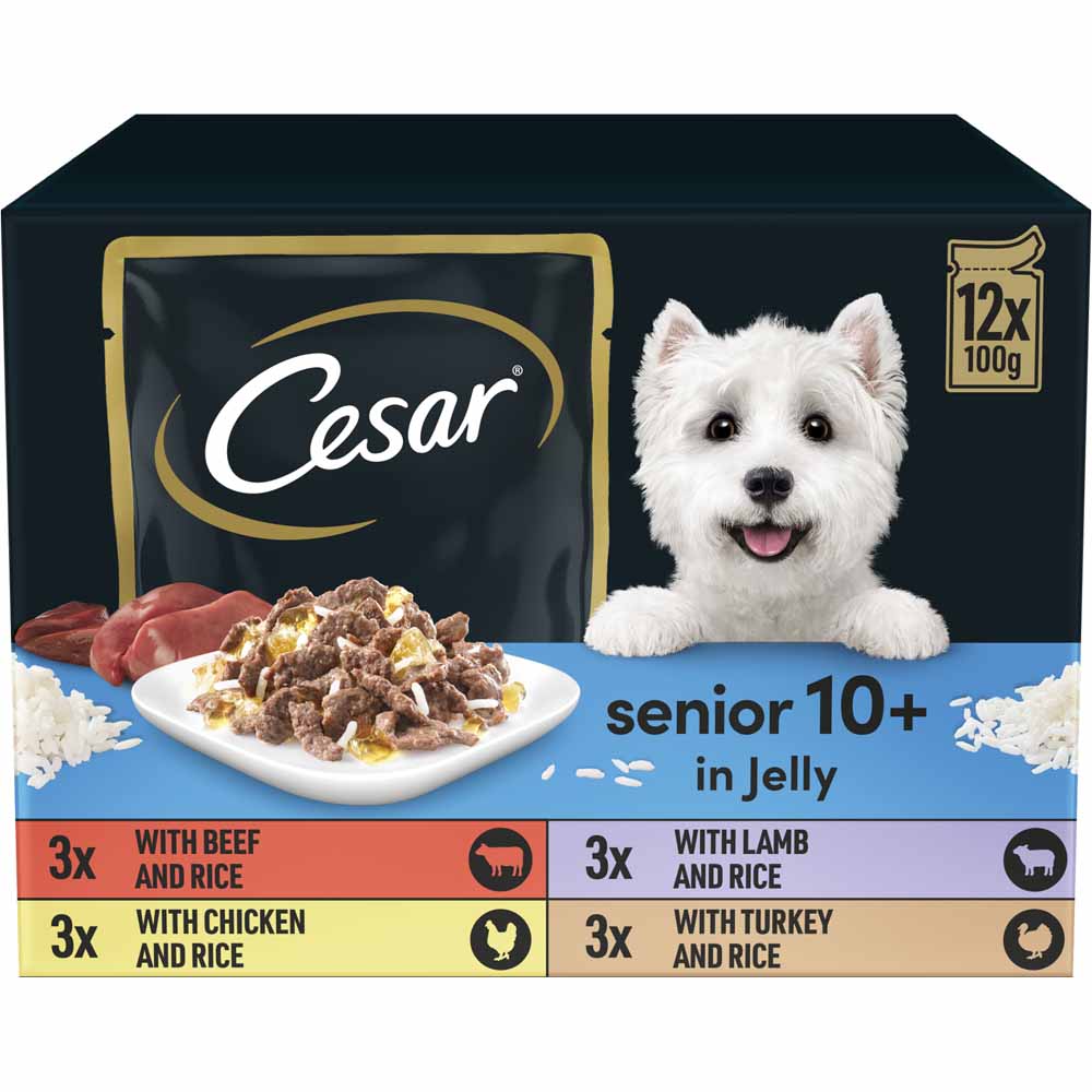 Cesar Pouch Senior 10 Years Plus Selection In Jelly Dog Food 12x100g Image