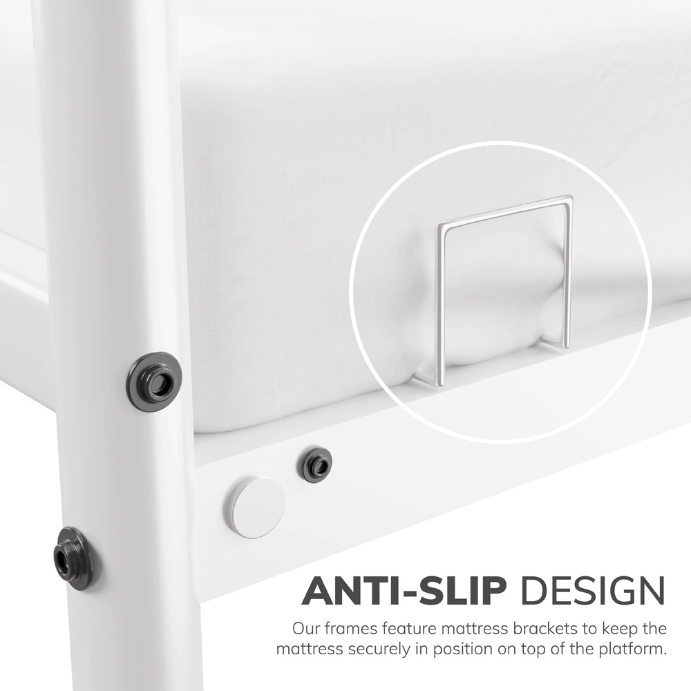 House Of Home Single White Extra Strong Metal Bed Frame Image 3