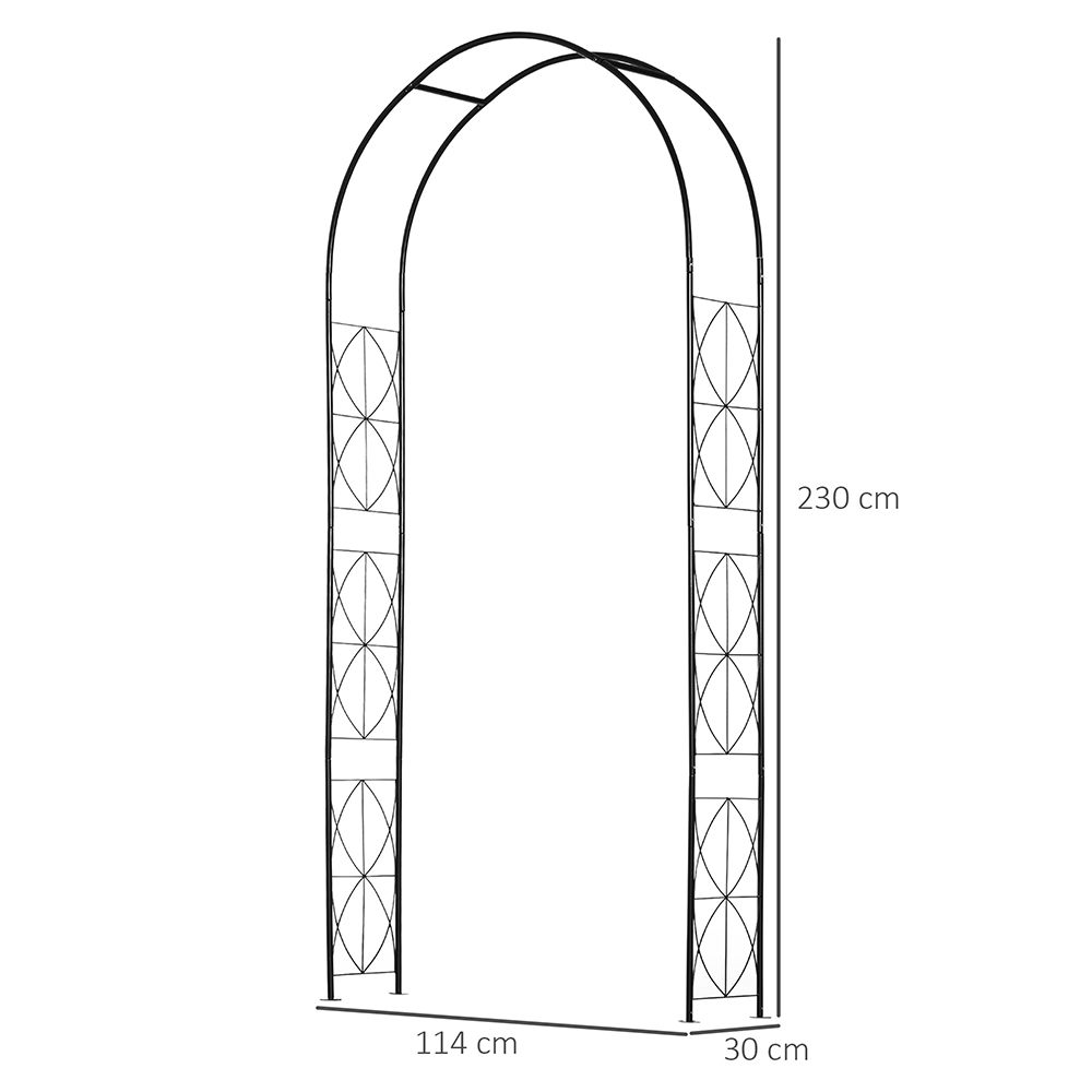 Outsunny 7.5 x 3.7 x 1ft Black Garden Arch with Trellis Sides Image 5
