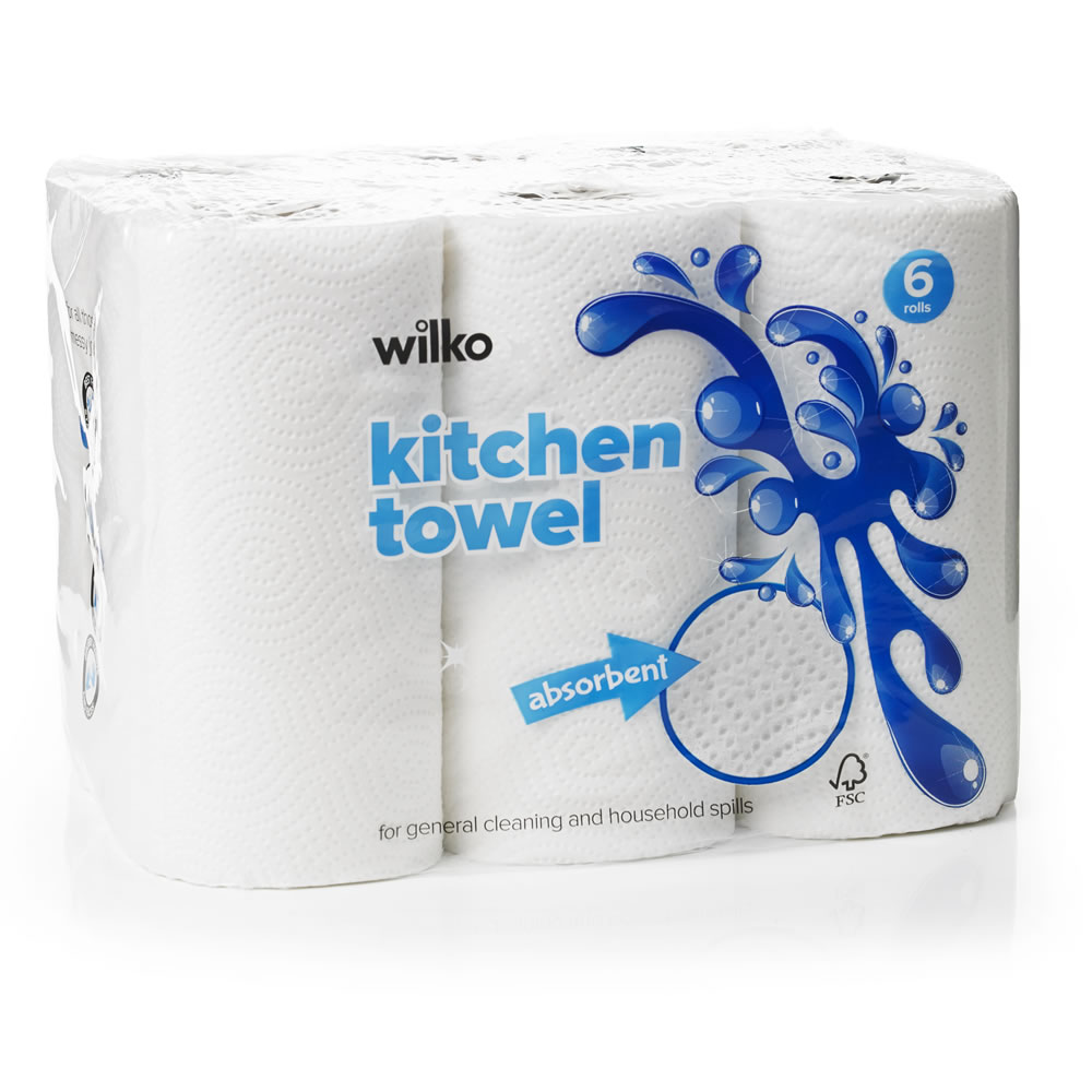 Wilko Kitchen Towel 6 Rolls 2 Ply Image