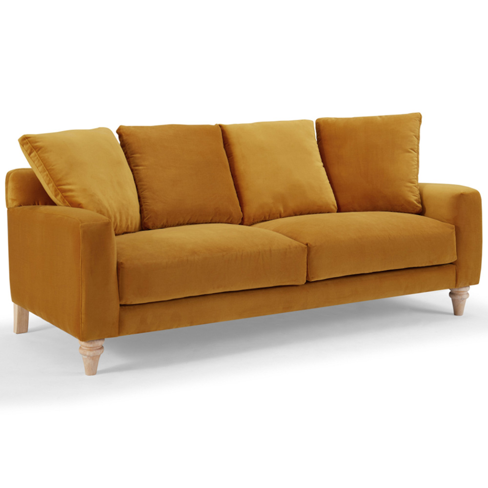 Home Detail Covent 3 Seater Mustard Gold Velvet Sofa Image 2
