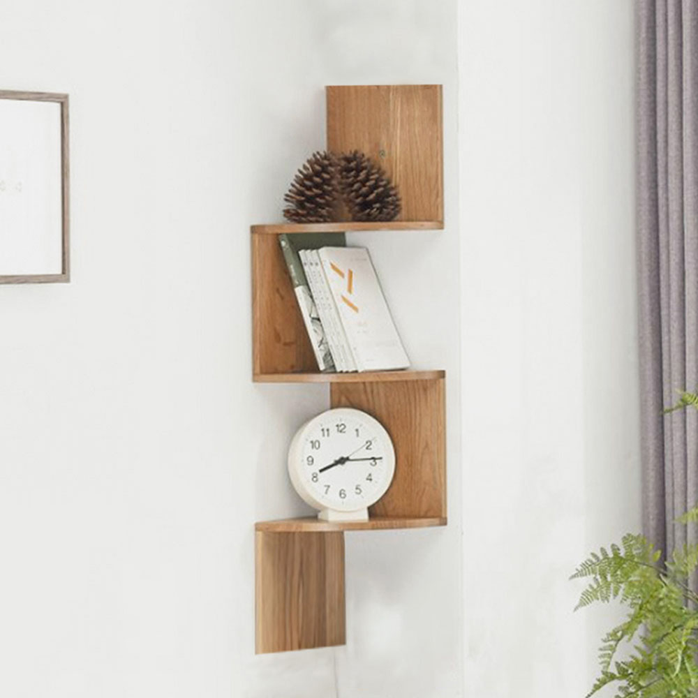 Living and Home Multi Tiered Natural Wall Corner Shelf 19.5 x 81cm Image 8
