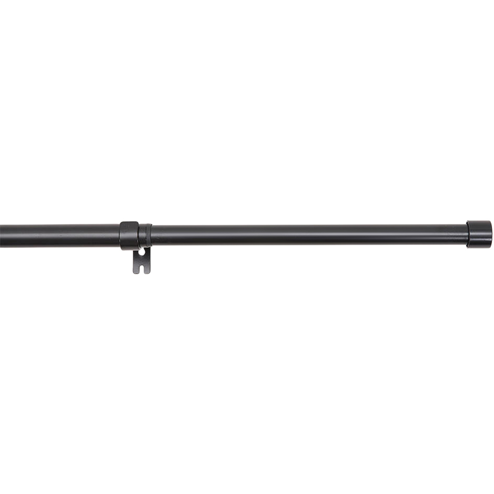 Living and Home 71-122cm Glossy Black Telescopic Curtain Pole with Brackets and Flat Finial Image 4