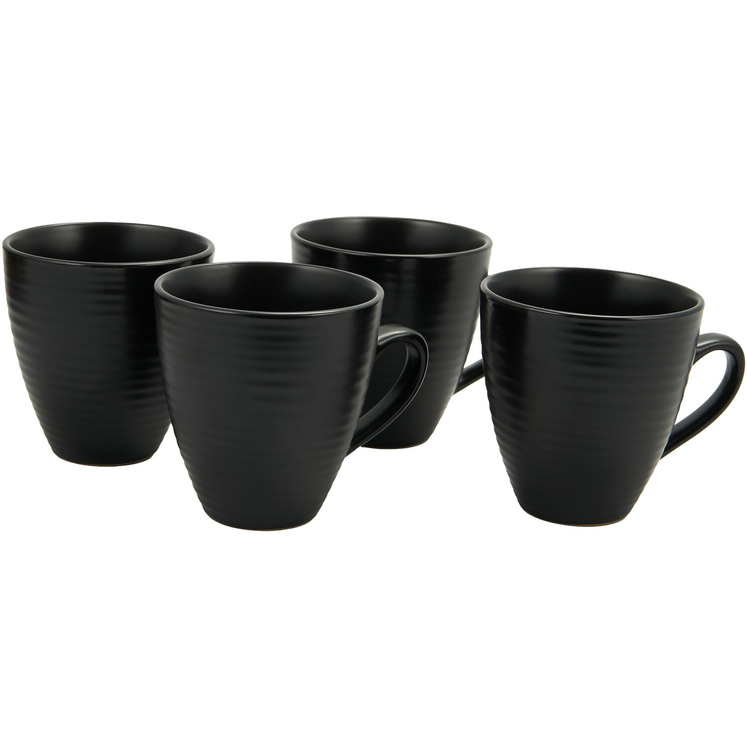 Set of 4 Nera Ribbed Mugs - Black Image 3