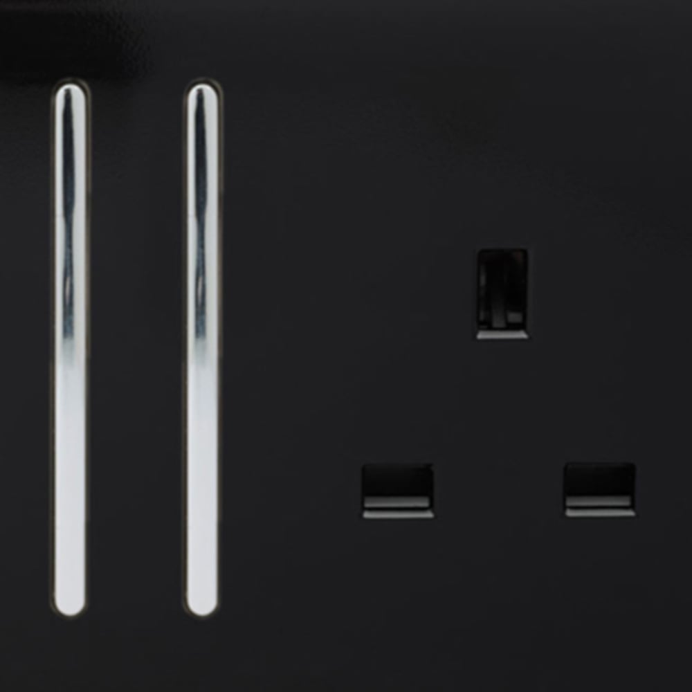 Trendi Switch 2 Gang Long Switch Piano Black Plug Socket 7 Pack Image 2