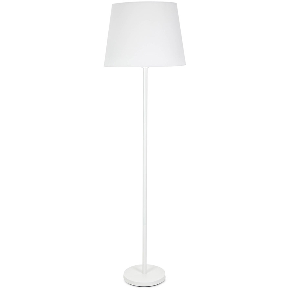 ValueLights Charlie White Tapered Shade White Single Stem LED Floor Lamp Image 1