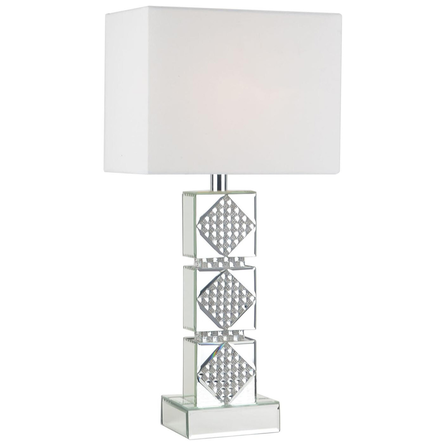 Boutique Collection Tallulah White Crystal Mirror Table Lamp Image 1