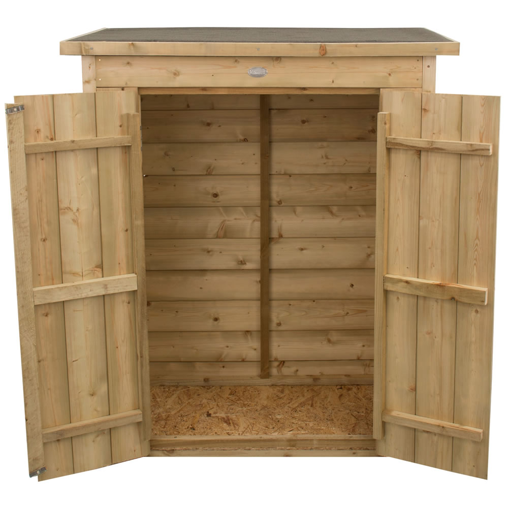 Forest Garden 4.3 x 3.5ft Double Door Pressure Treated Shiplap Pent Shed Image 4