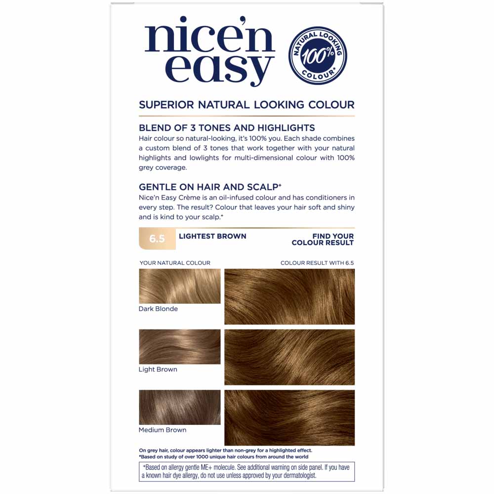 Clairol Nice'n Easy Lightest Brown 6.5 Permanent Hair Dye Image 2