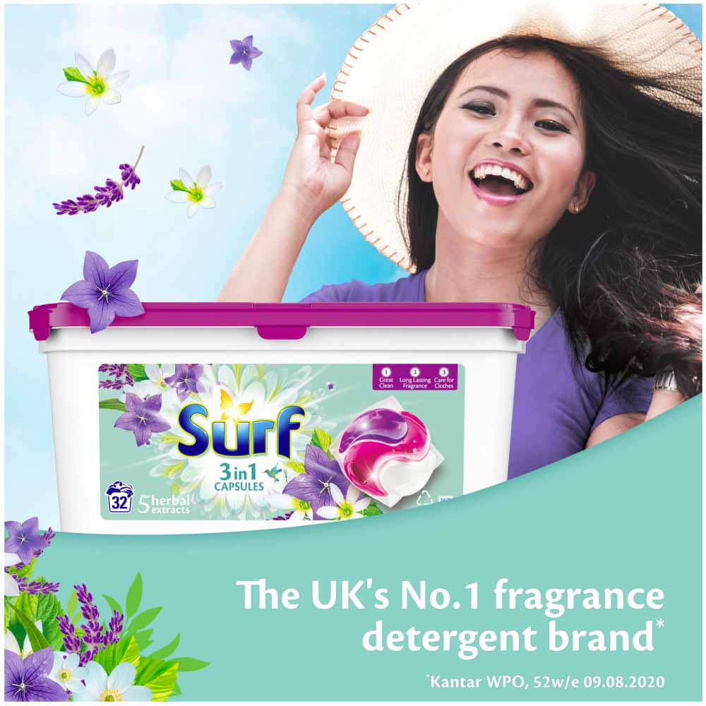 Surf 3 in 1 Herbal Extracts Laundry Washing Capsules 32 Washes Image 6