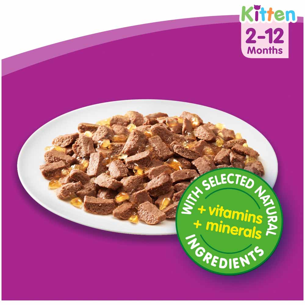 Whiskas Kitten Wet Cat Food Pouches Poultry in Jelly 12 x 100g Wilko