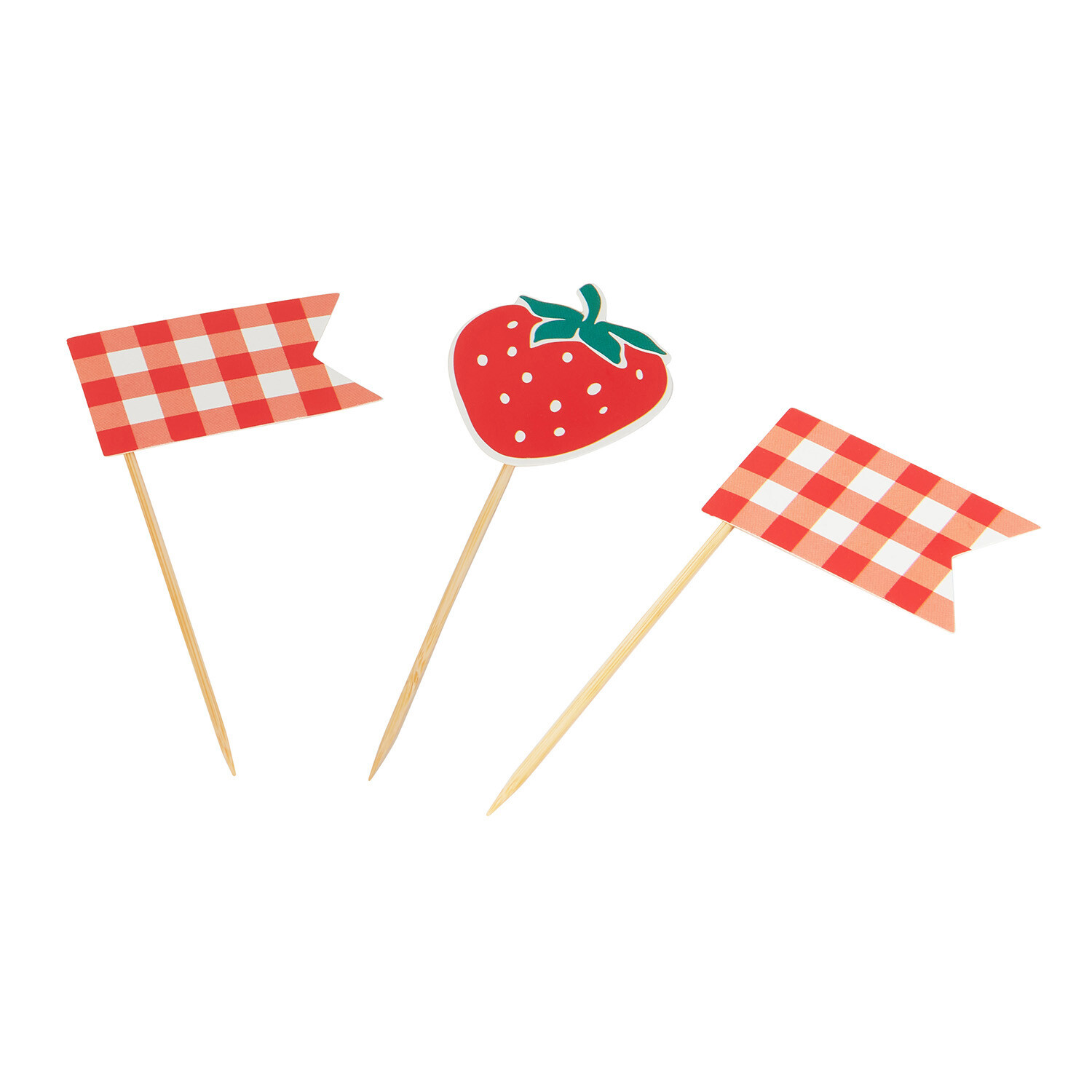 Pack of 8 Strawberry Cupcake Toppers - Red Image 3