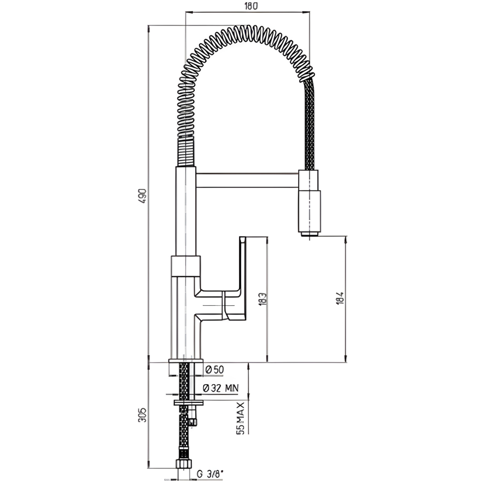 Piralla Novo Chrome Mono Spring and Swivel Sink Spout Image 4