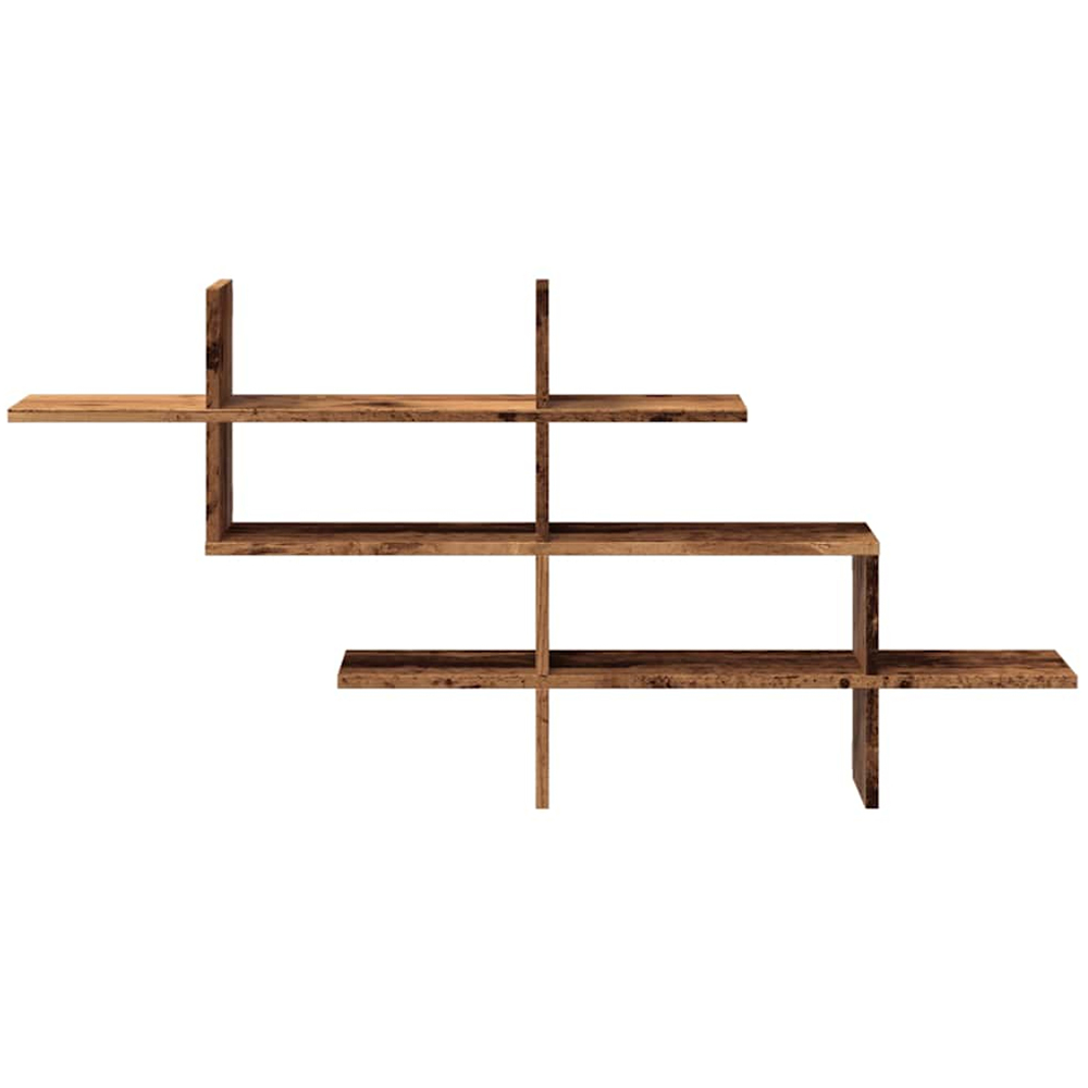 vidaXL 8 Shelf Brown Old Wood Effect Floating Wall Shelf Image 3