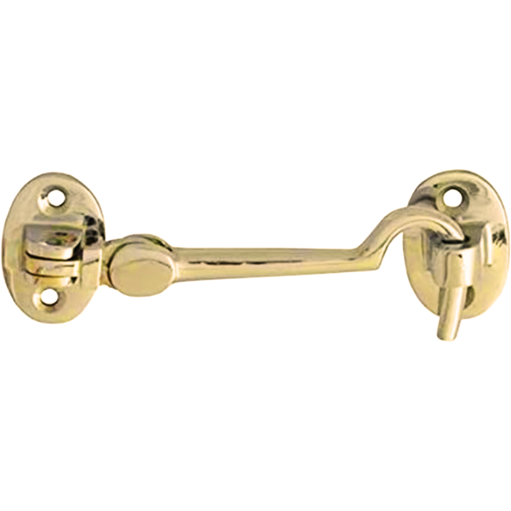 Golden Grace Silent Polished Brass Cabin Hook and Eye 100mm Image 1