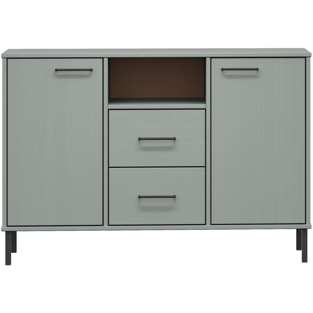 vidaXL 2 Door 2 Drawer Single Shelf Grey Solid Pine Wood Sideboard Image 4