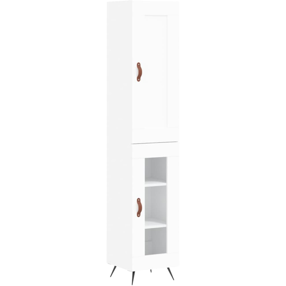vidaXL 2 Glass and Wood Door 6 Shelf White Tall Highboard with Metal Legs Image 2