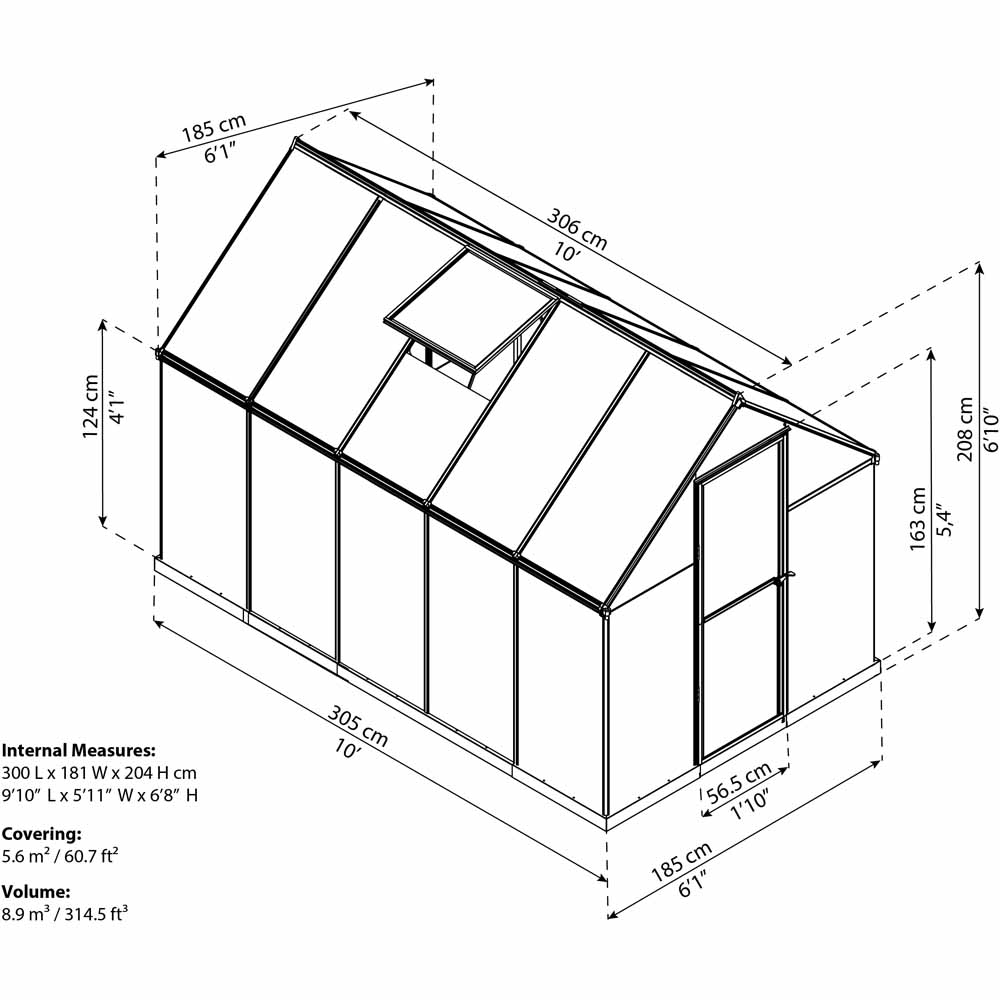 Palram Mythos Silver 6 x 10ft Greenhouse Image 5