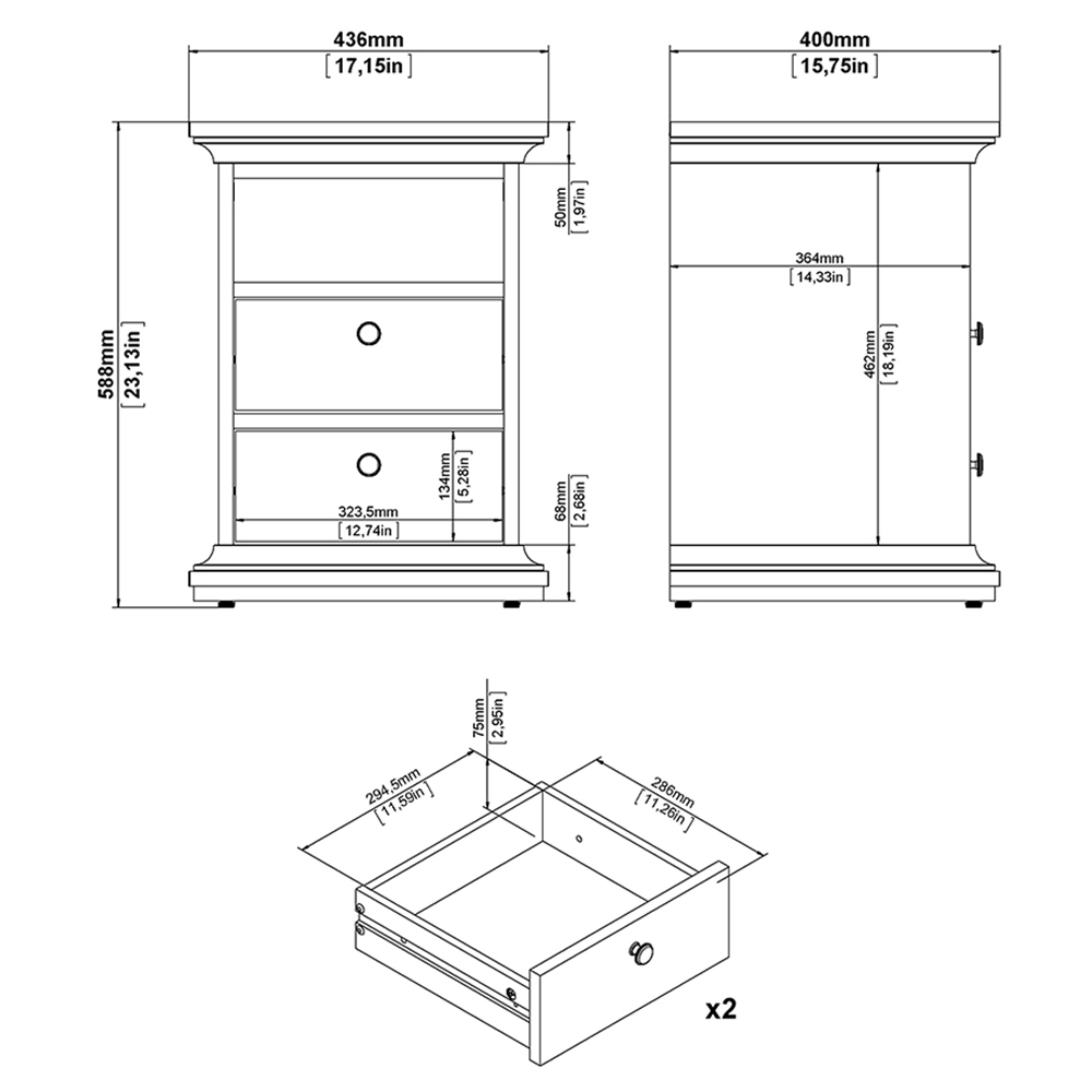 Florence Paris Matt Grey 3 Piece Bedroom Furniture Set Image 8