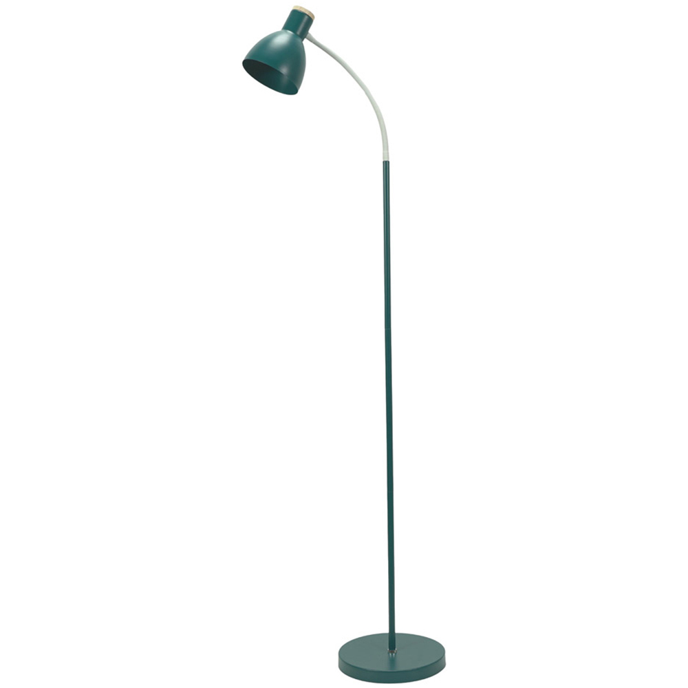 ValueLights Woody Teal Metal Dome Shade Wooden LED Floor Lamp Image 1
