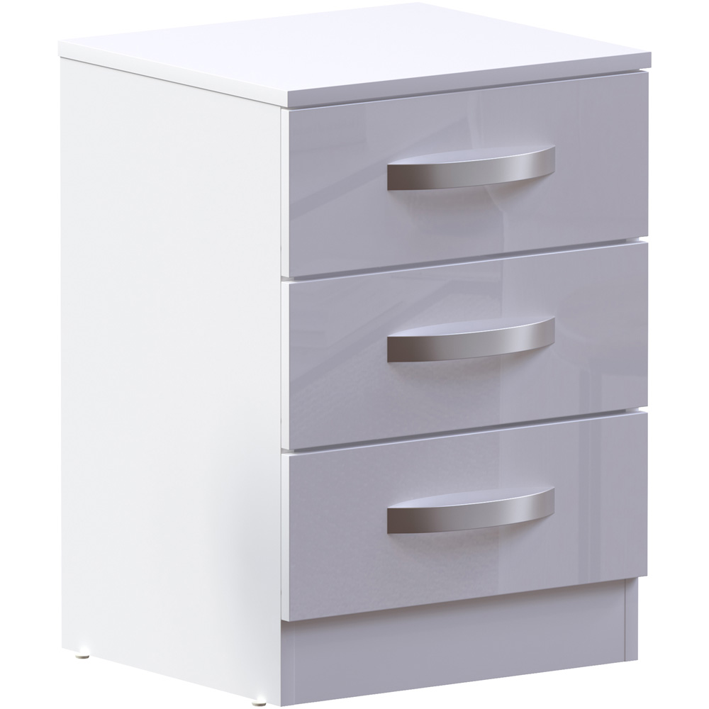 Vida Designs Hulio 3 Drawer White Bedside Table Image 2