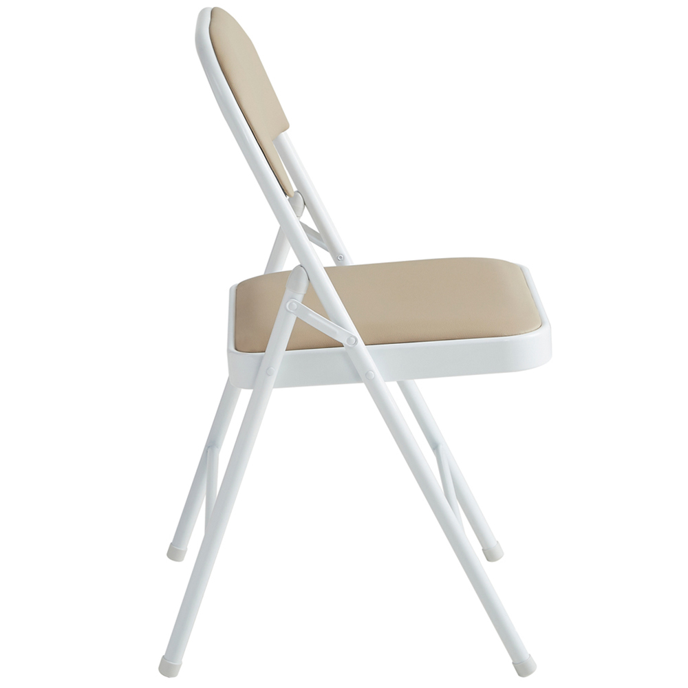Set of 6 Beige Folding Metal Dining Chairs Image 4