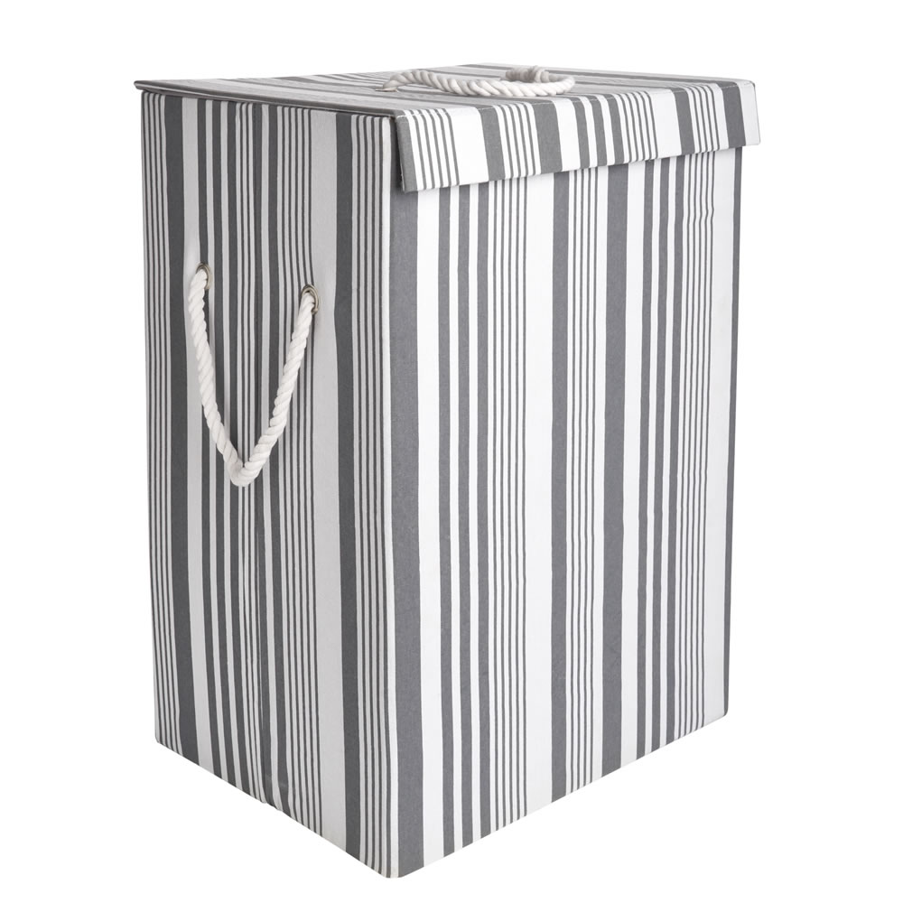 Wilko Grey Striped Laundry Bin Wilko