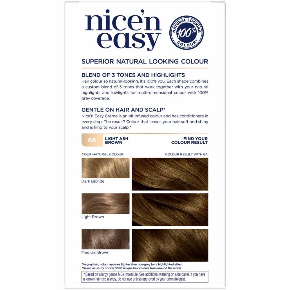 Clairol Nice N Easy Light Ash Brown 6a Permanent Hair Dye Wilko