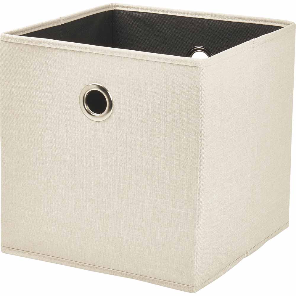 Wilko Cream Faux Linen Box 30x30cm Wilko