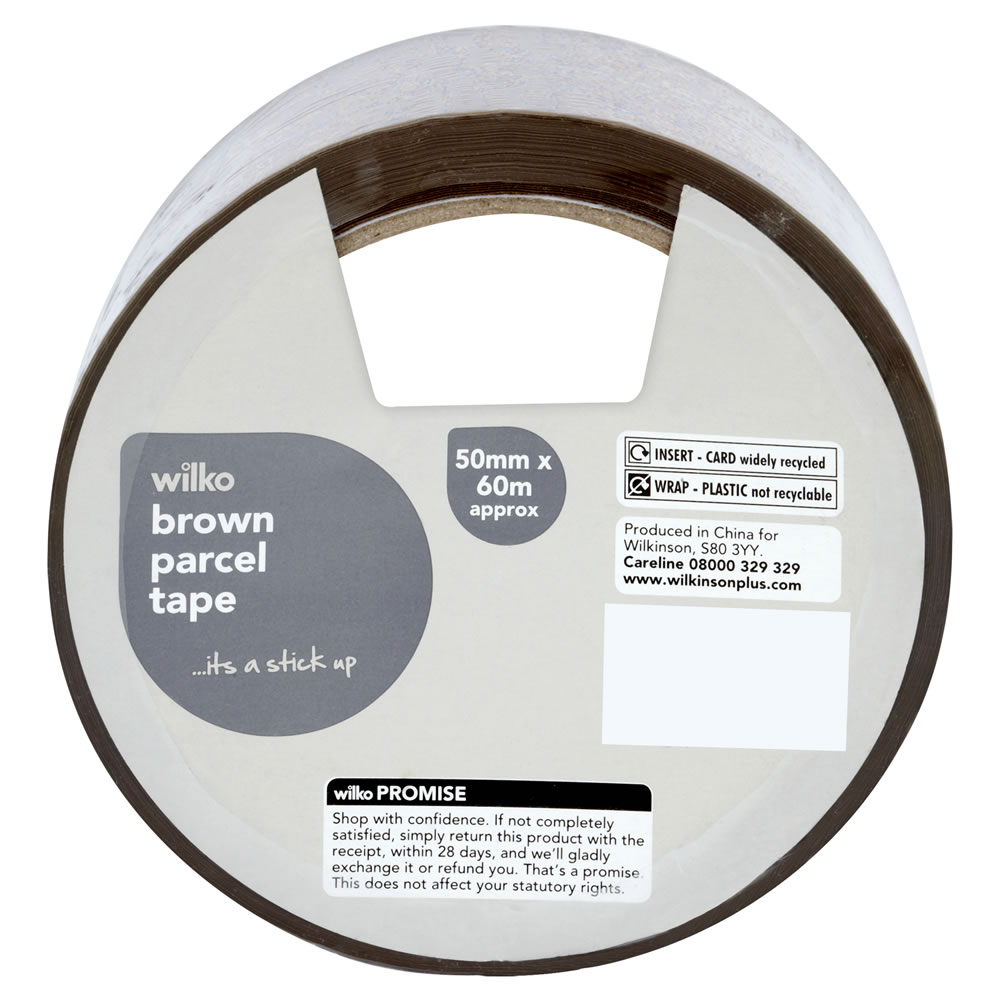 Wilko Brown Parcel Tape 50mm x 60m Tough. Multi purpose. Packaging tape. Wilko Brown Parcel Tape 50mm x 60m