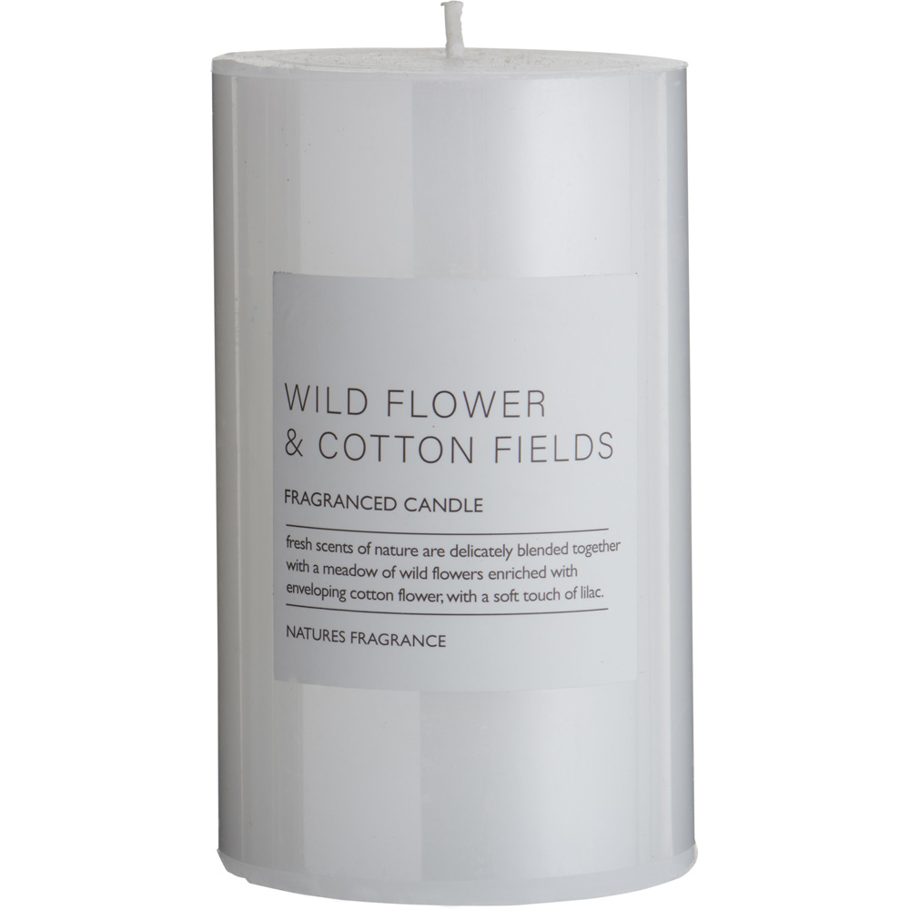 Nature's Fragrance Wildflower and Cotton Field Pillar Candle Image 1