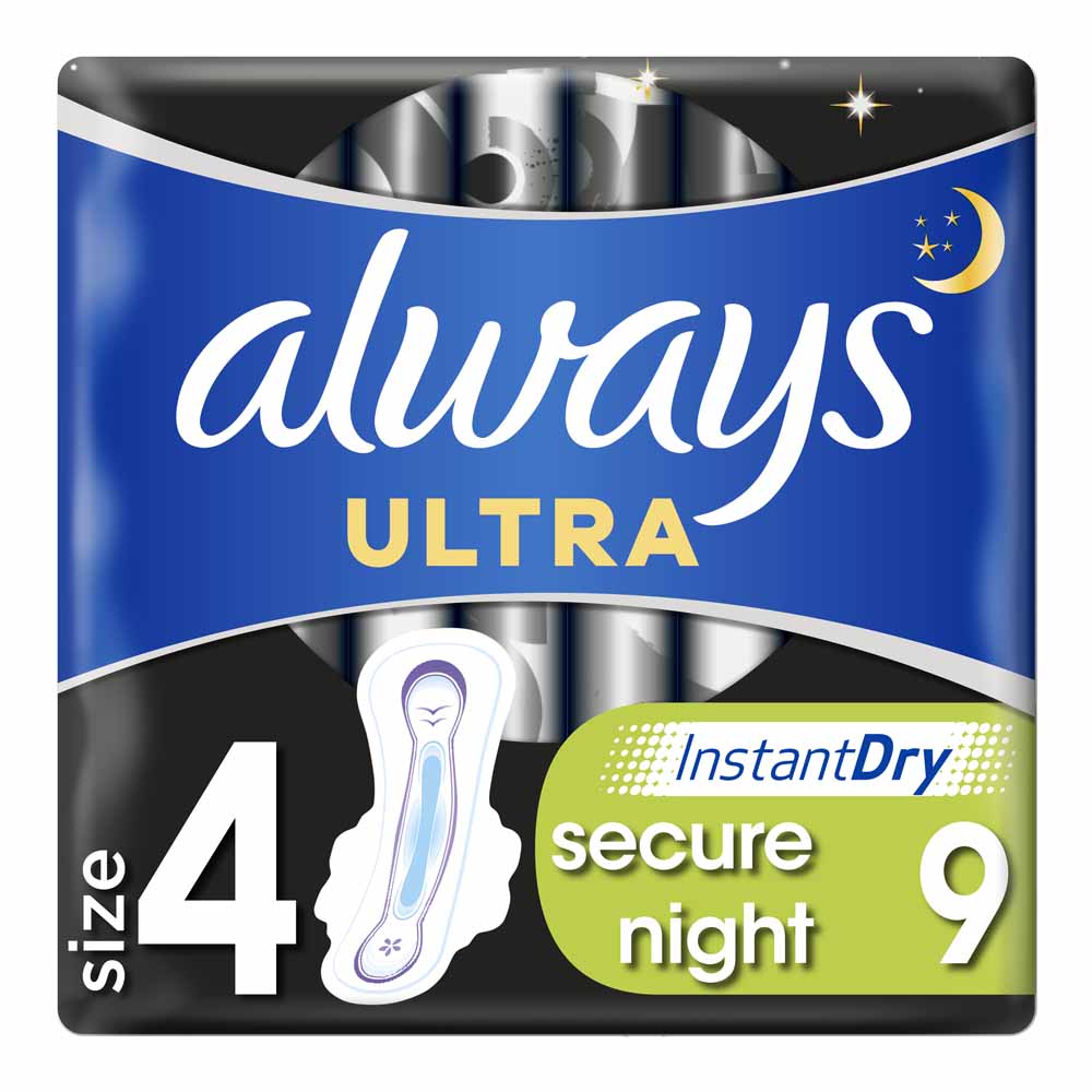 Always Ultra Single Secure Night Sanitary Towels 9  pack Image 1