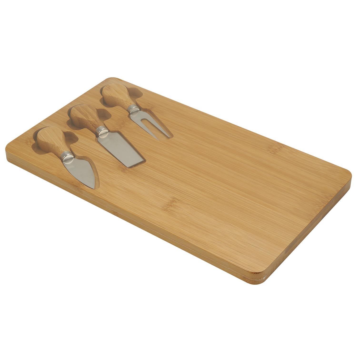 Bamboo Cheese Board with 3 Cheese Knives - Brown Image 2