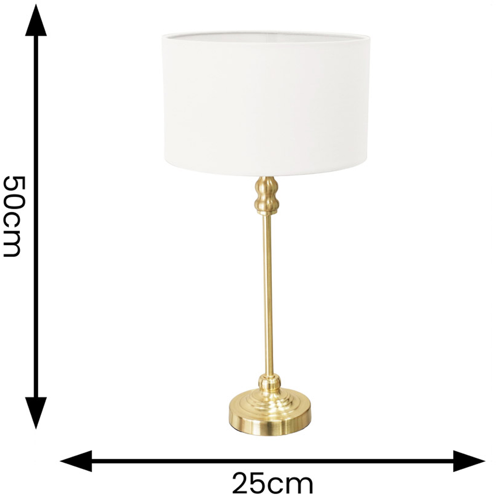 ValueLights Maggie White and Gold Drum Shade Candlestick LED Table Lamp Image 4