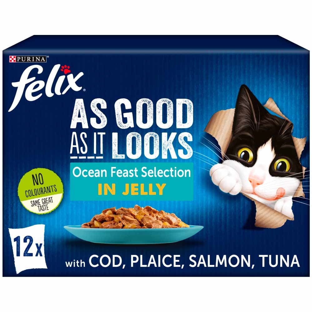 Felix As Good As It Looks Ocean Feasts in Jelly Cat Food 100g Case of 4 x 12 Pack Image 2