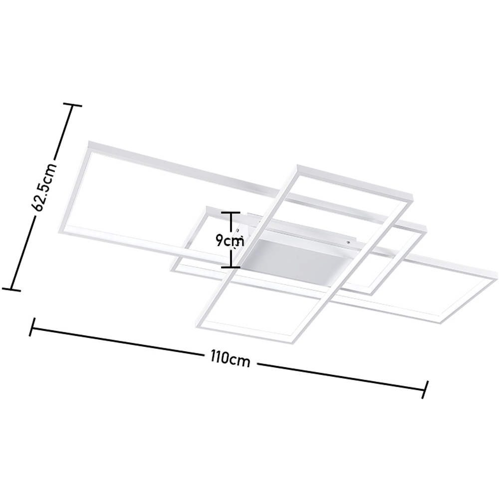 Living and Home White Rectangular LED Semi Flush Ceiling Light Image 9