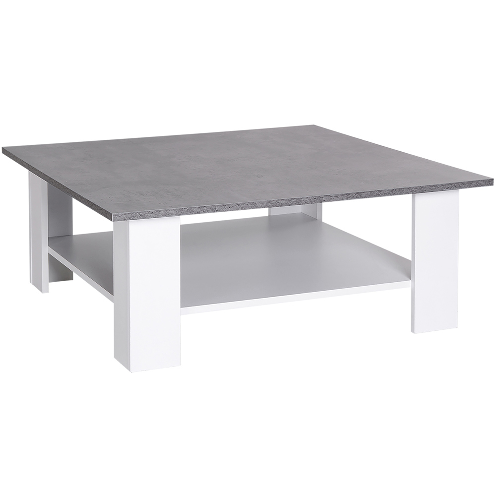 Portland 2 Tier Cement Grey Square Coffee Table Image 2
