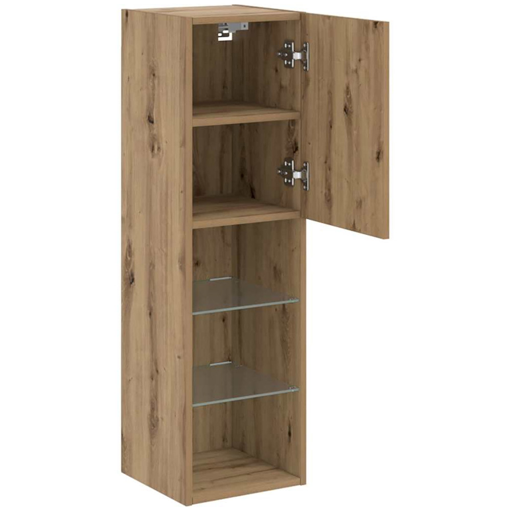vidaXL Single Door 3 Shelf Artisan Oak Wall Mounted LED TV Cabinet Image 7