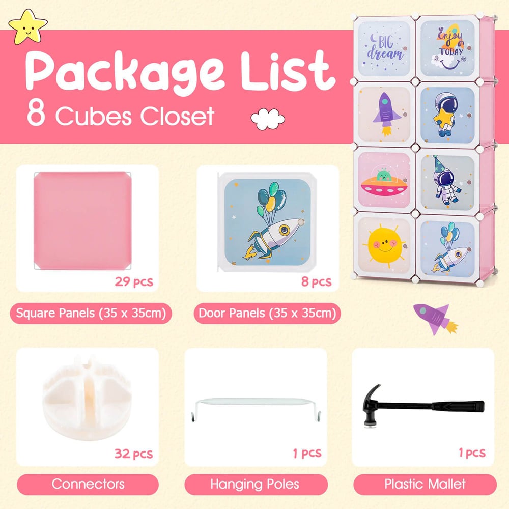 Costway Pink 8 Cube Baby Closet Organiser Image 8