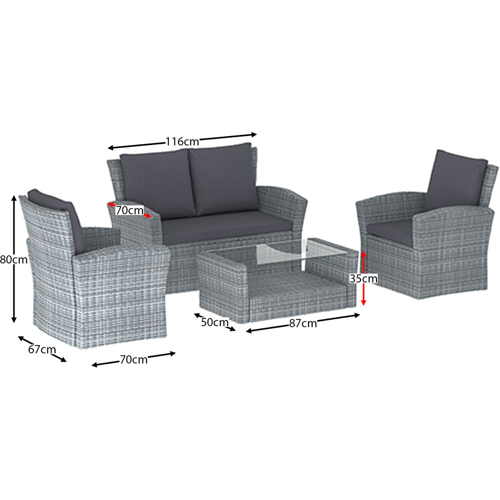 Garden Vida Mylor 4 Seater Grey Rattan Lounge Set Image 8