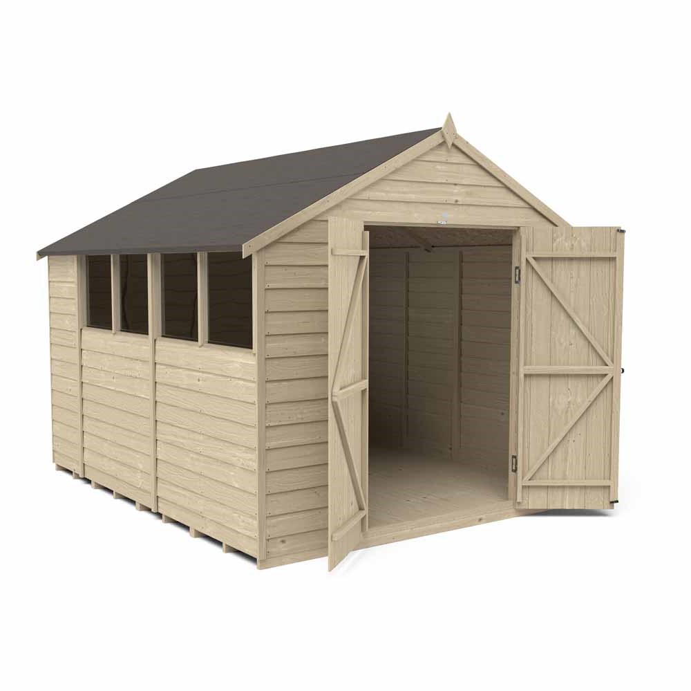Forest Garden 10 x 8ft Double Door Pressure Treated Overlap Apex Shed Image 6