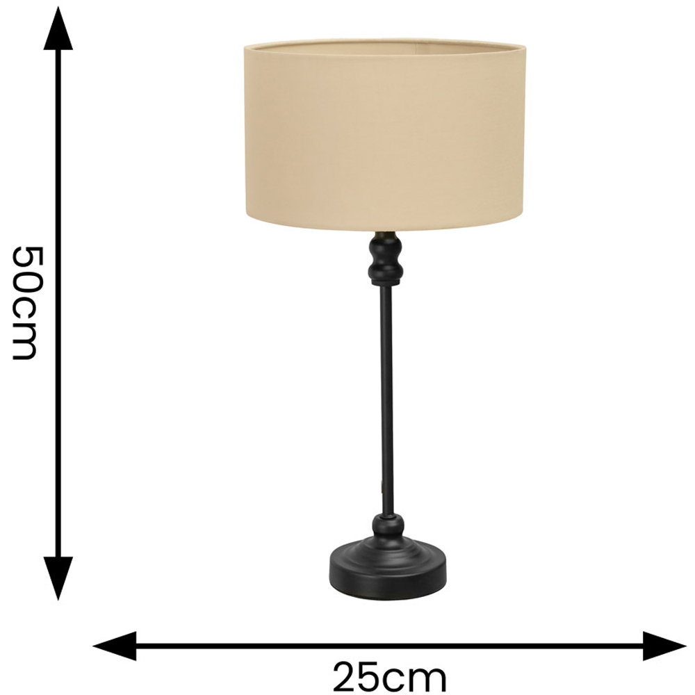 ValueLights Maggie Natural and Black Drum Shade Candlestick LED Table Lamp Image 6