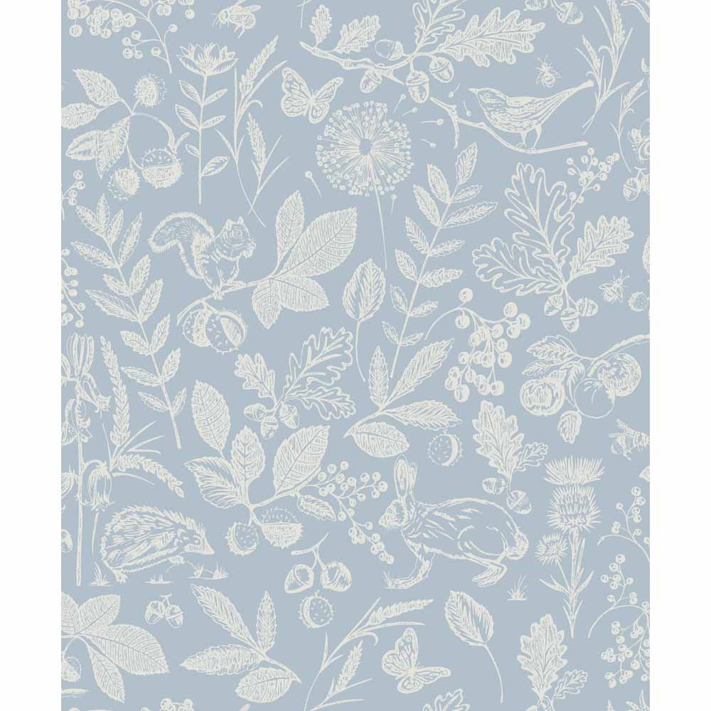 Arthouse Country Folk Floral Blue Wallpaper Image 1