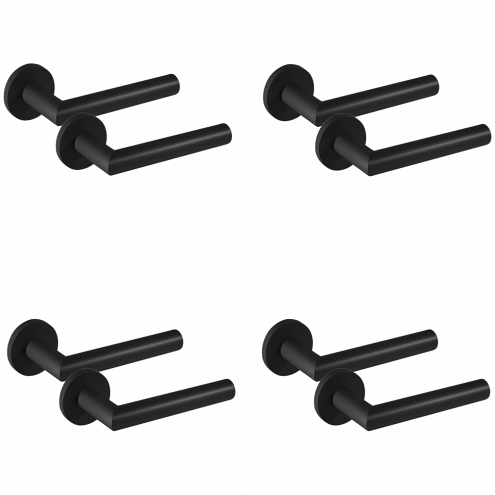 Golden Grace Mitred Matt Black Door Handle Pair with Tubular Latch 52mm 4 Pack Image 1